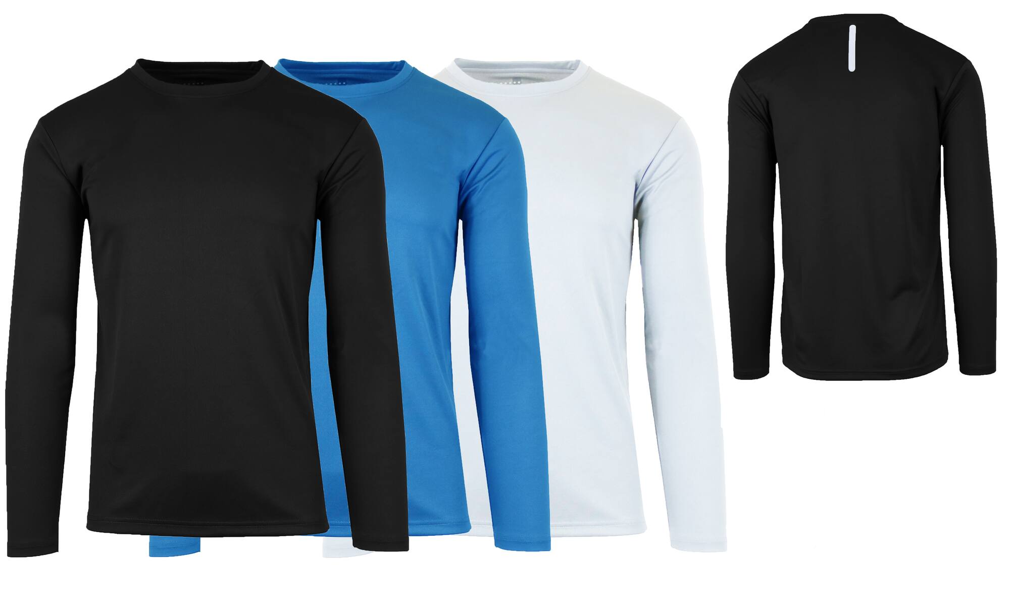 Galaxy by Harvic Long Sleeve Moisture-Wicking Performance Crew Neck Men's T-Shirt 3 Pack